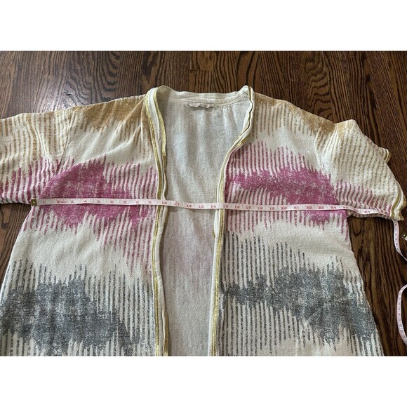 Soft Surroundings Gold Trim Boho Open Front Kimono Duster 100% Cotton One Size - Picture 8 of 9